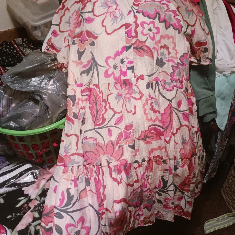 MSK Pink and Cream Floral Dress - Picture 4 of 6